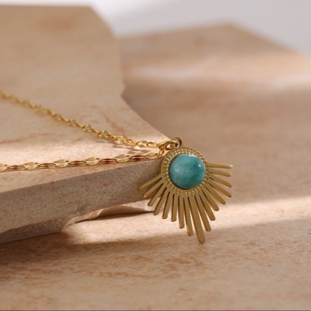 18K Gold Plated Natural Tianhe Stone Necklace